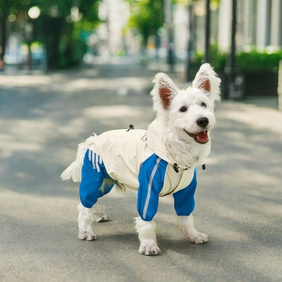 防水 反射型 四脚 ペット ドッグ レインコート 小動物用の帽子付き服