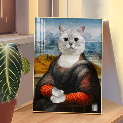 ペットポートレイト 壁画 リビングルーム用のカスタム アルミ合金枠 スポウフ 猫壁画
