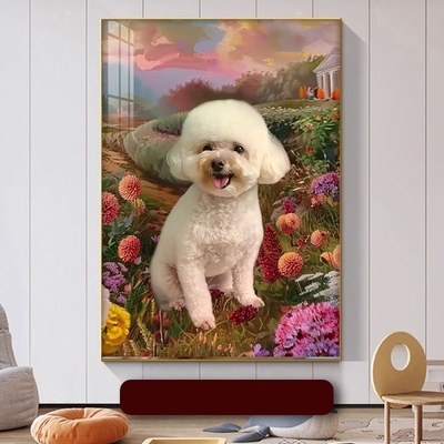 ペットポートレイト 壁画 リビングルーム用のカスタム アルミ合金枠 スポウフ 猫壁画