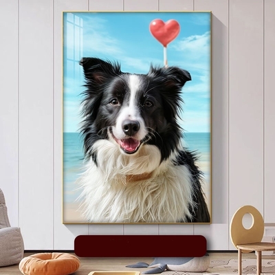 犬 猫 ペット 肖像 オーダーメイド アルミ合金枠 多種 ペット 装飾絵