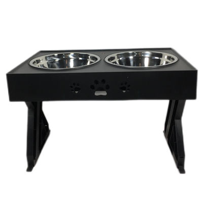黒のステンレス鋼のダブルボウル 大きい犬のためのスタンド 漏れのない 滑らない 高さ調整可能な 子宮頸部保護