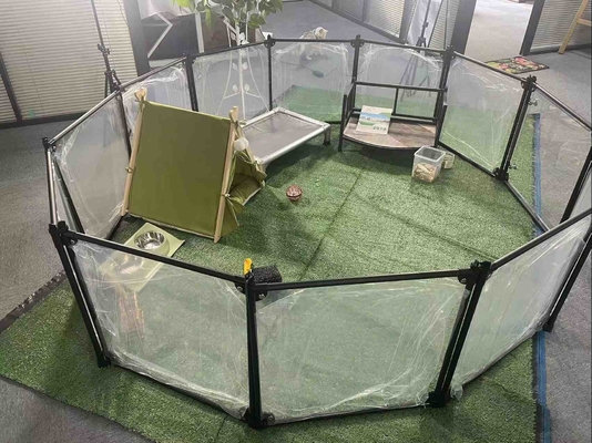 アルミニウム フローディング ペット 遊び場 犬 運動 フェンス 12 パネル 黒 65 x 91cm パターン 固体