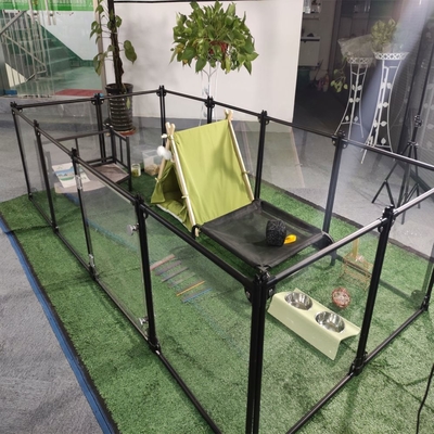 動物 模様 アルミ 折りたたみ ペット 遊び場 飼育場 12 パネル 黒 65 x 91cm 犬用
