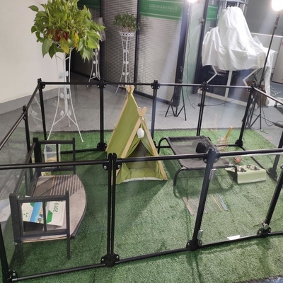 動物 模様 アルミ 折りたたみ ペット 遊び場 飼育場 12 パネル 黒 65 x 91cm 犬用