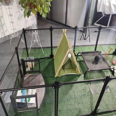 動物 模様 アルミ 折りたたみ ペット 遊び場 飼育場 12 パネル 黒 65 x 91cm 犬用