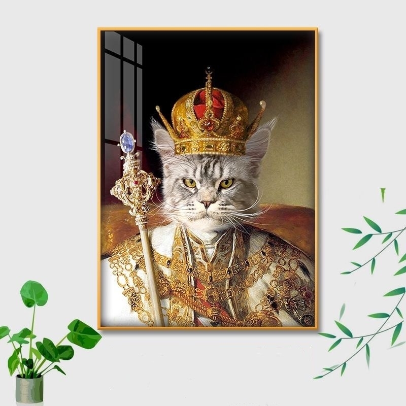 ペットポートレイト 壁画 リビングルーム用のカスタム アルミ合金枠 スポウフ 猫壁画