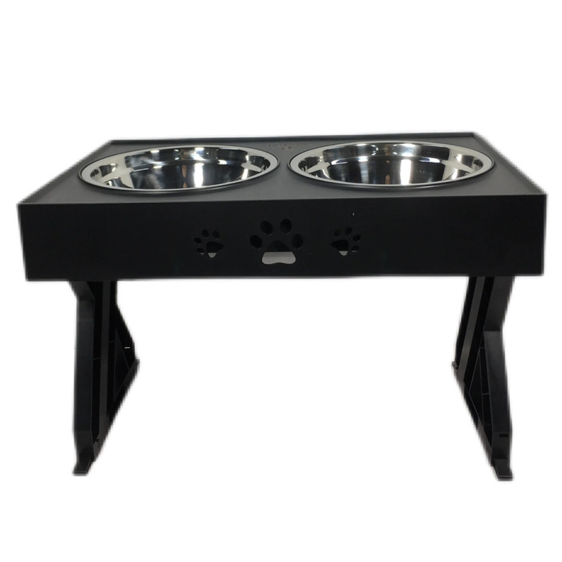 黒のステンレス鋼のダブルボウル 大きい犬のためのスタンド 漏れのない 滑らない 高さ調整可能な 子宮頸部保護