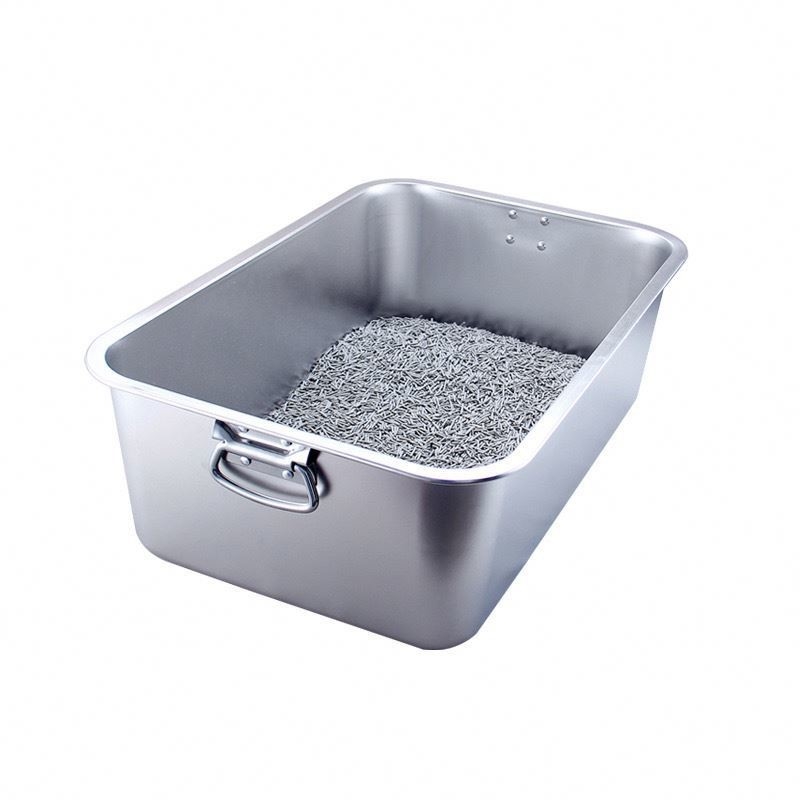 キッティ オープン 大型 トイレ ペット ステンレス スチール リッター ボックス 簡単 清掃 45x30x10cm